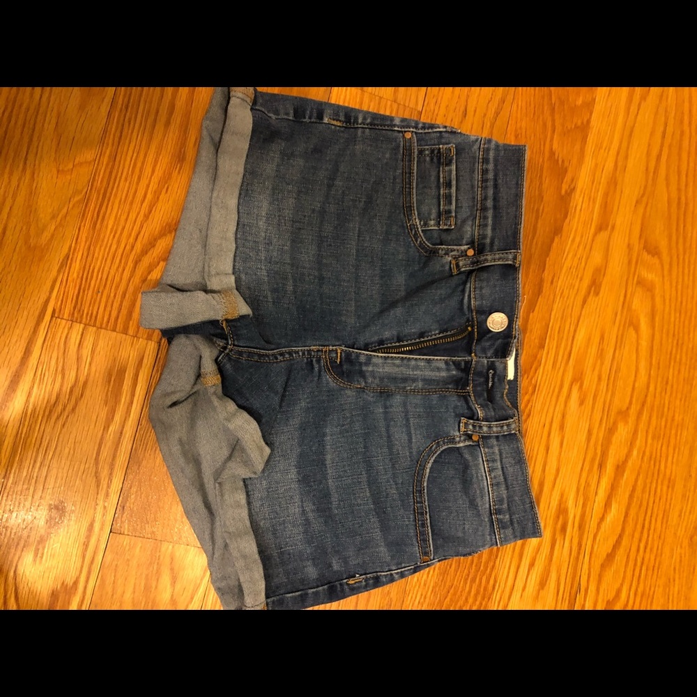 Dark tight jean shorts